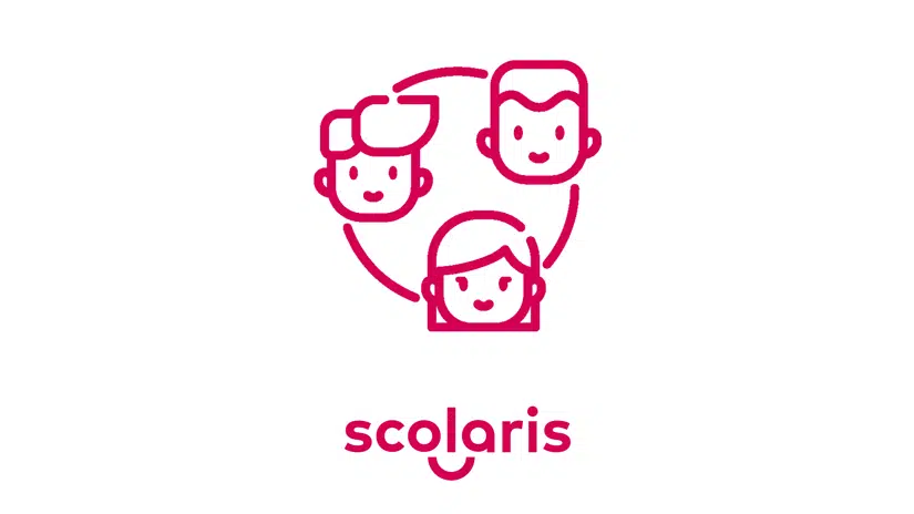 Das Bild zeigt Kopf-Icons in einem Kreis und unterhalb das Logo von Scolaris.